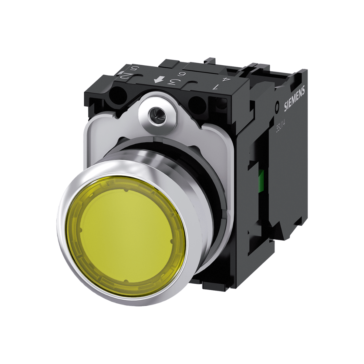 Encontraproduto.com.br - Botão 24V 1Na Iluminado Amarelo Metal 3Su1152-0Ab30-1Ba0 Siemens